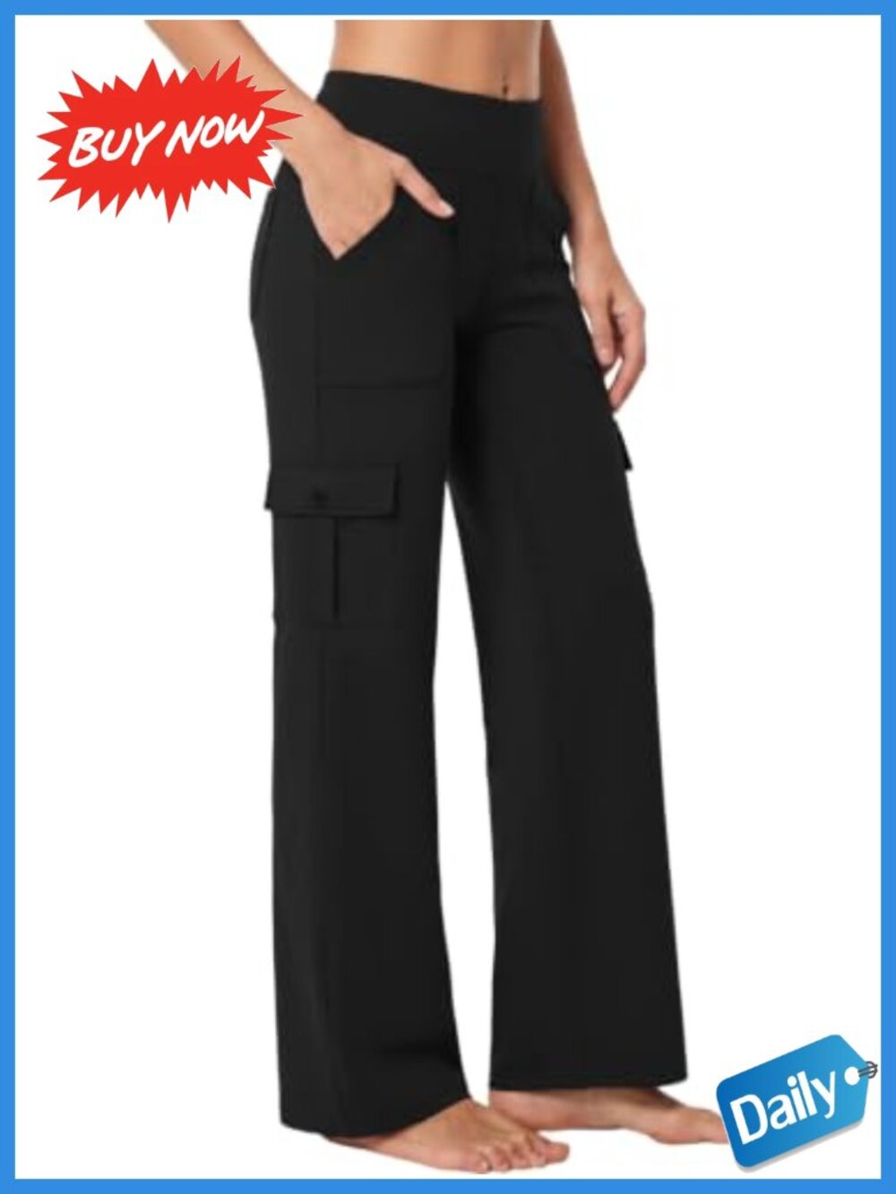YOINS Cargo Yoga Pants with Pockets Stretch Wide Leg High Waist